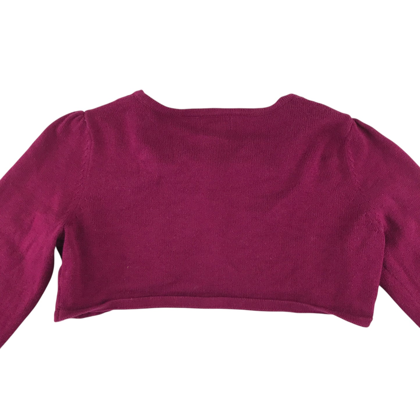 Monsoon cardigan 5-6 years dark fuchsia pink with floral detailing around neckline cropped