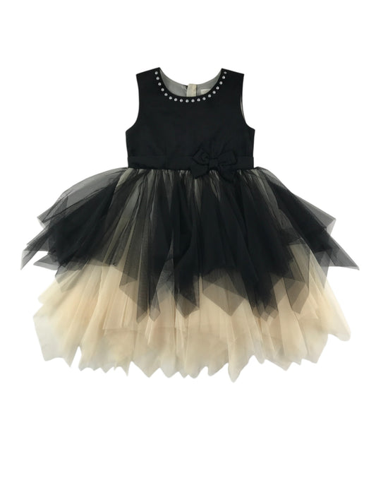 Christian Siriano dress 6-7 years black velvety top with mesh tulle skirt