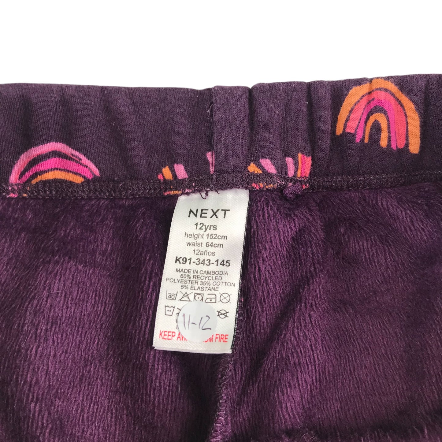 Next leggings set 11-12 years brown purple and black patterned fleece lined