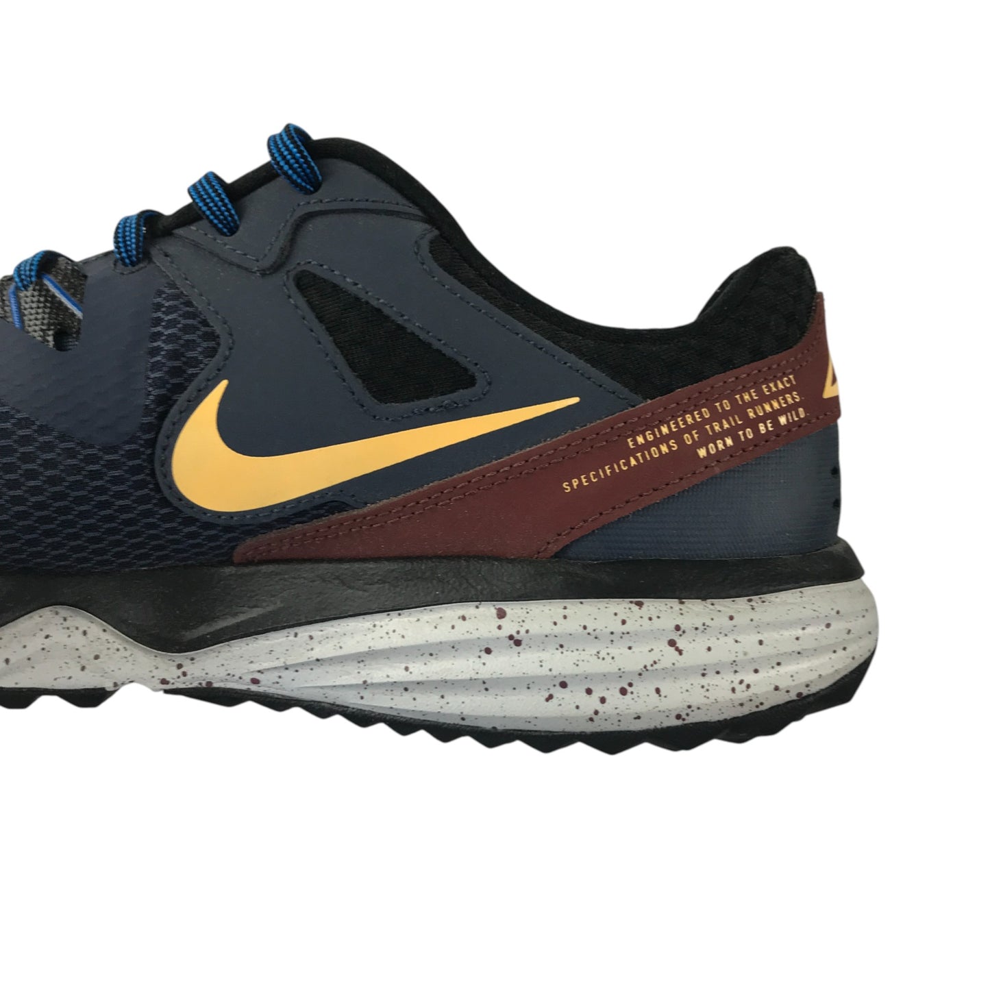 Nike trail running trainers shoe size UK 10 navy breathable upper and white outer sole