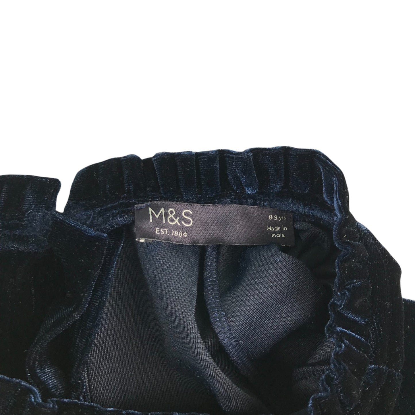 M&S blouse 8-9 years navy blue velvet style long sleeve