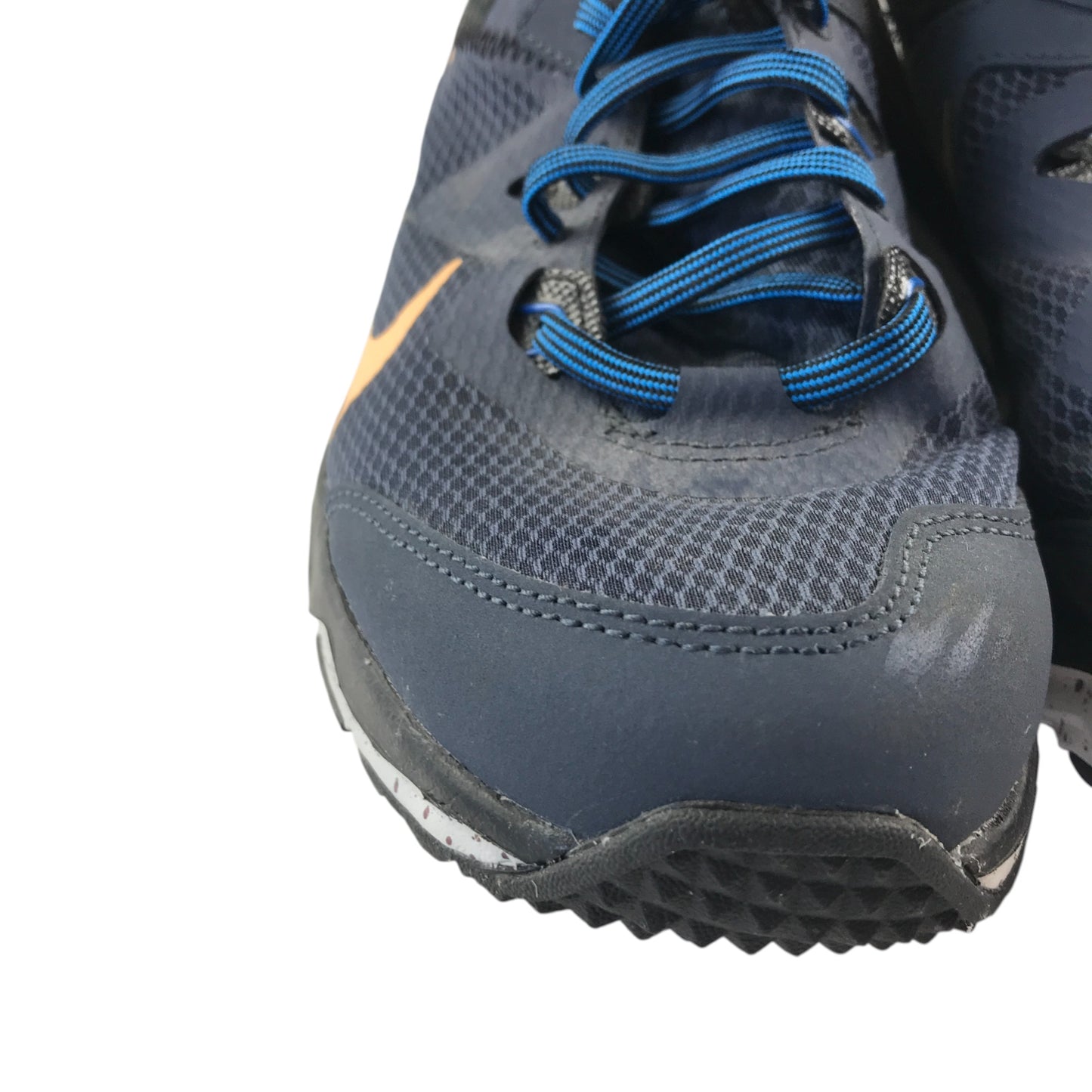 Nike trail running trainers shoe size UK 10 navy breathable upper and white outer sole