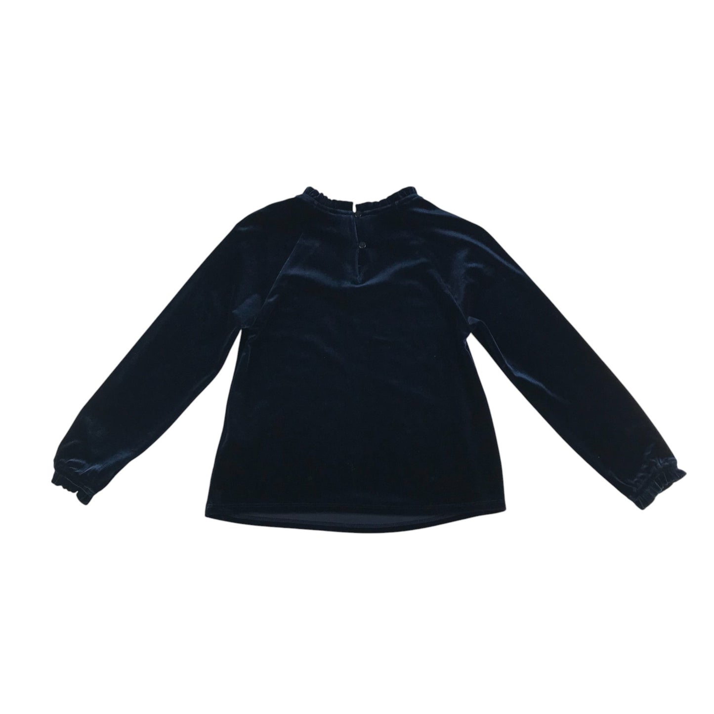 M&S blouse 8-9 years navy blue velvet style long sleeve