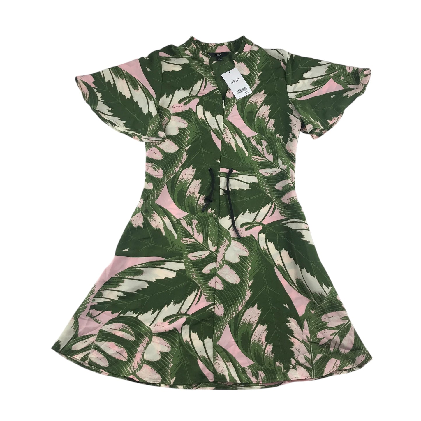 Next dress womens size UK 8 green and pink leafy