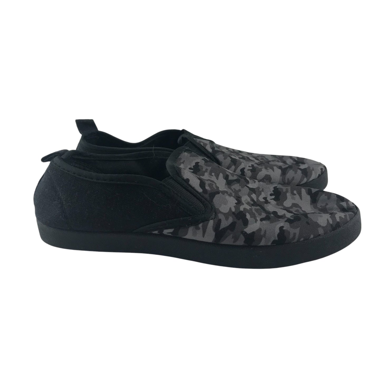 Grey and black plimsolls shoe size UK 1 camouflage pattern