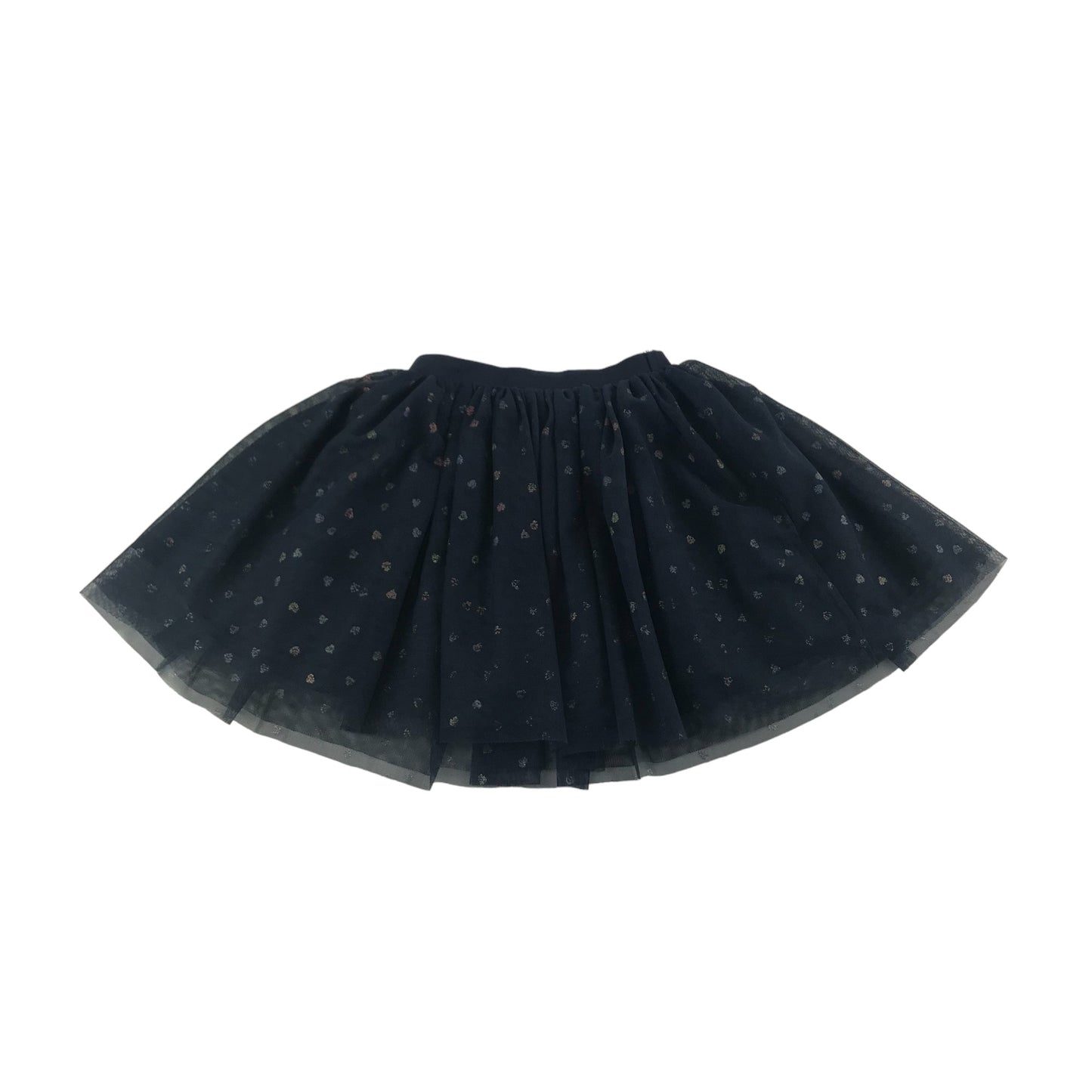 H&M Skirt Age 5 Navy Mesh Layer Love Hearts