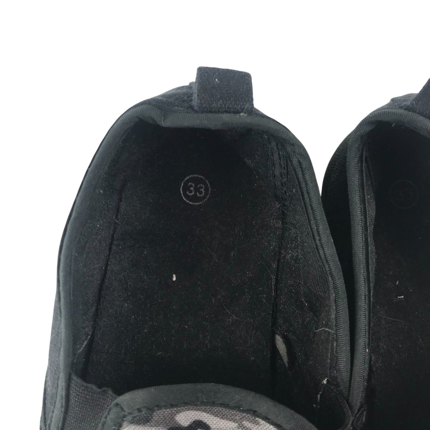 Grey and black plimsolls shoe size UK 1 camouflage pattern