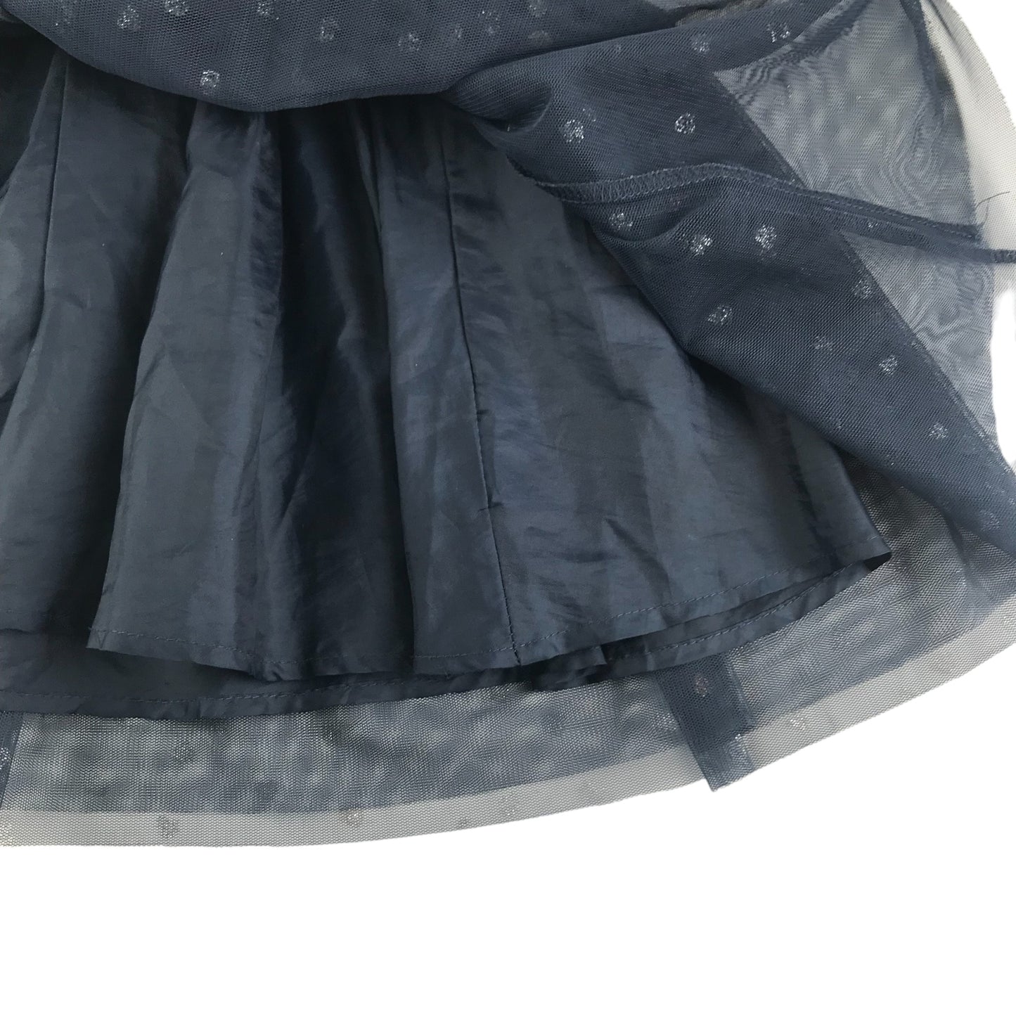 H&M Skirt Age 5 Navy Mesh Layer Love Hearts