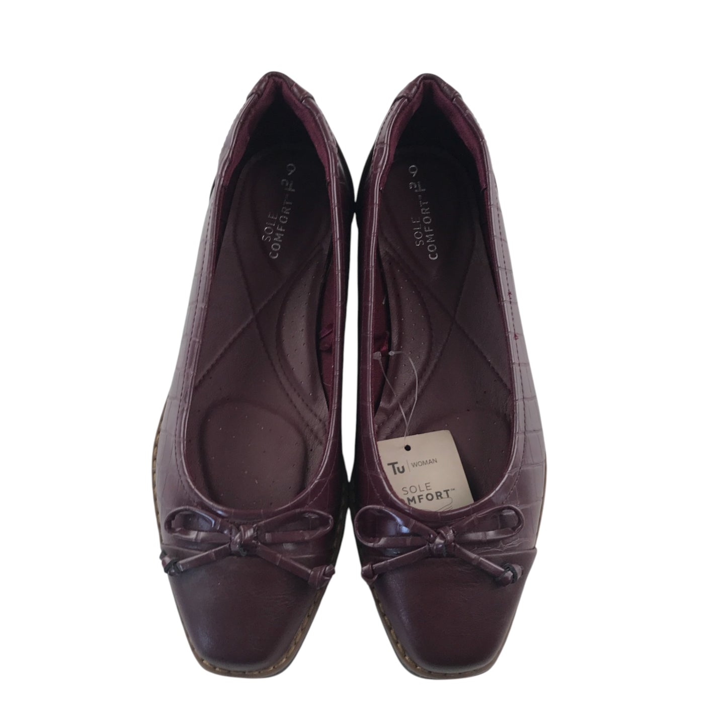 Tu pumps shoe size UK 6 burgundy flat ballerina style shoes