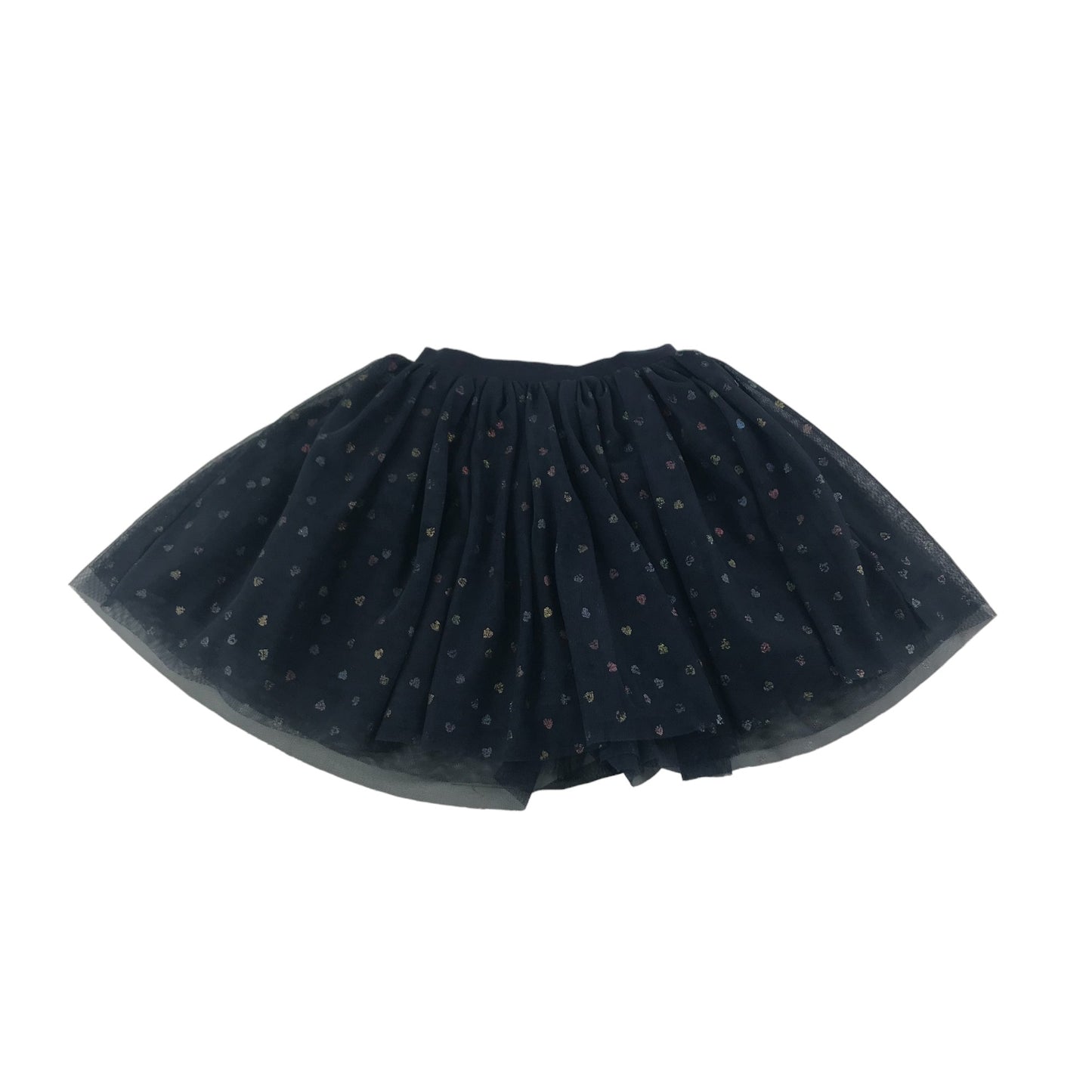 H&M Skirt Age 5 Navy Mesh Layer Love Hearts