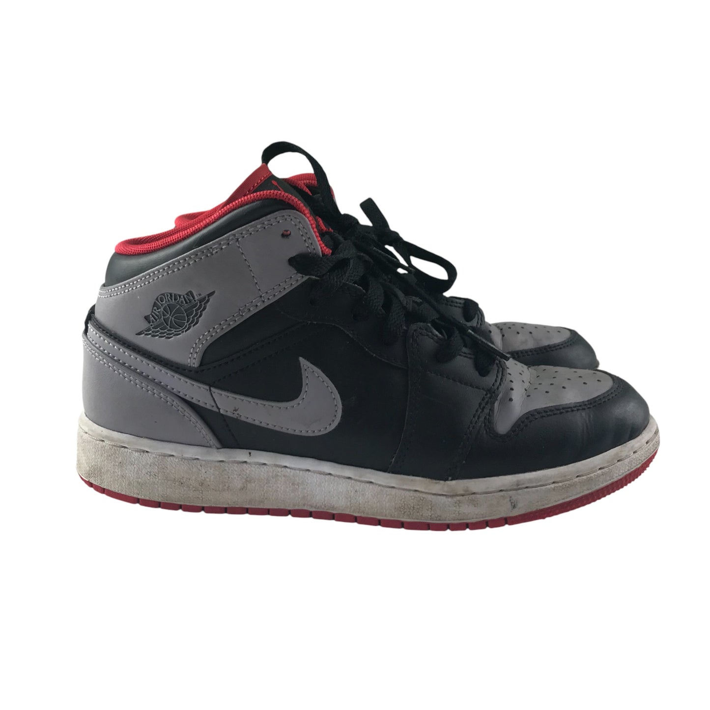 Air Jordan trainers shoe size UK 4.5 black grey and red high tops