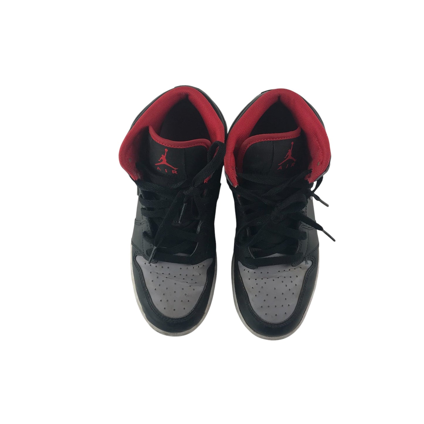Air Jordan trainers shoe size UK 4.5 black grey and red high tops