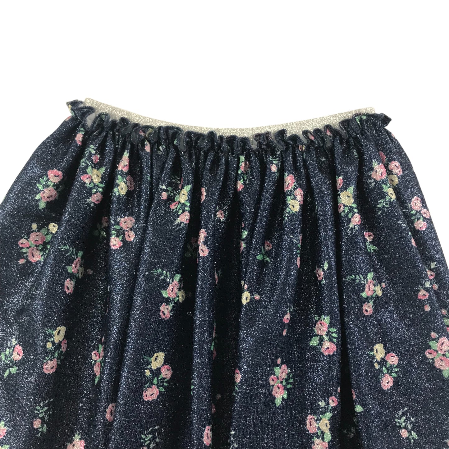 H&M Skirt Age 7 Navy Sparkly Floral Pattern