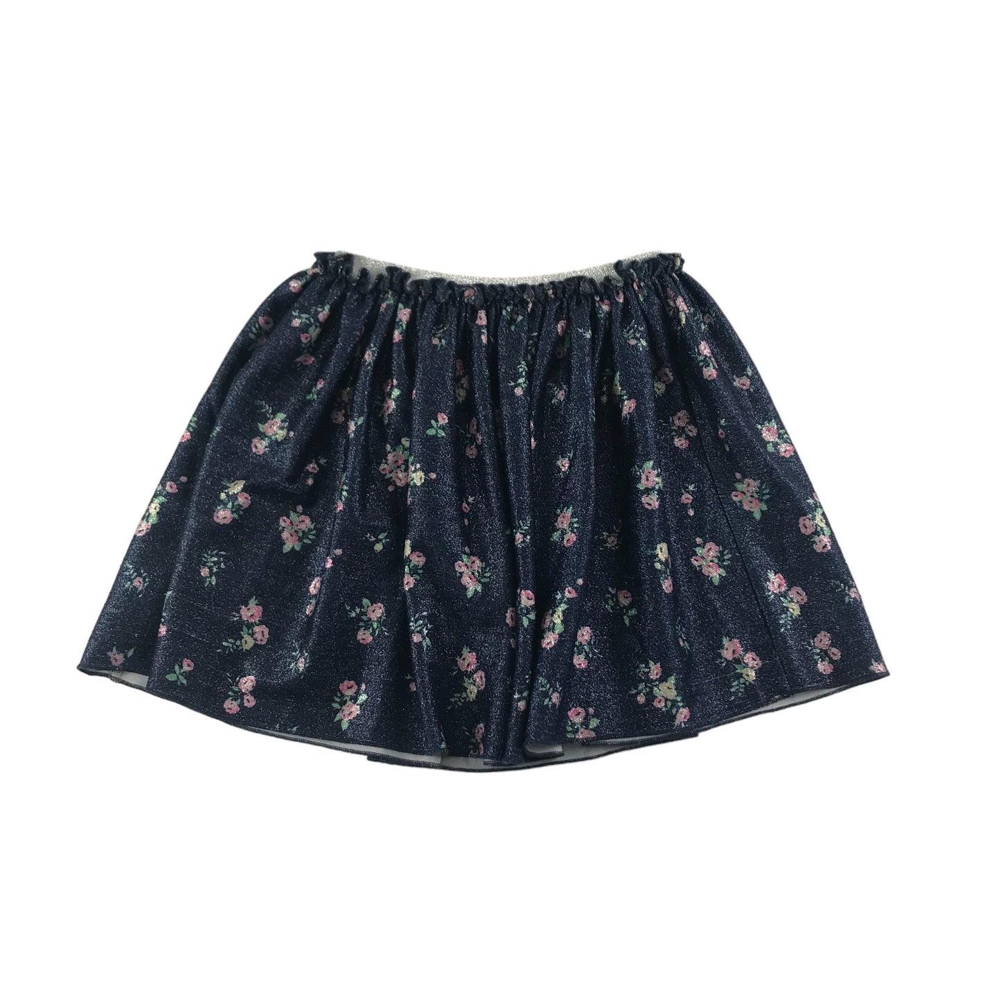 H&M Skirt Age 7 Navy Sparkly Floral Pattern