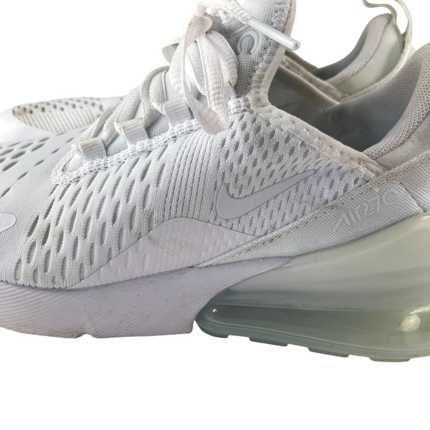 Nike Air 270 trainers shoe size UK 4 white with laces