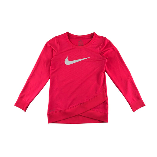 Nike sport top 6-7 years neon pink long sleeve crew neck