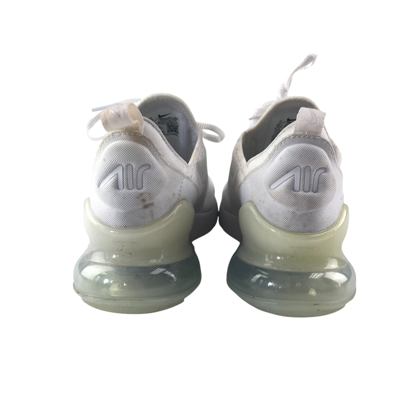 Nike Air 270 trainers shoe size UK 4 white with laces