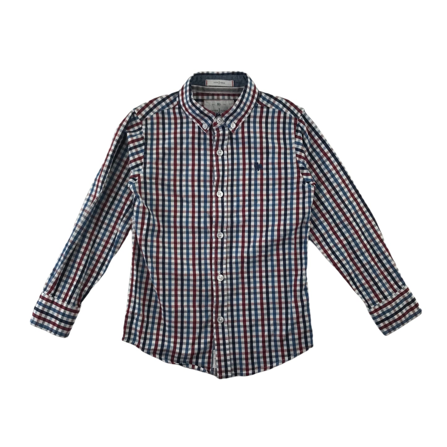 Jasper Conran shirt 7 years red and navy checked cotton