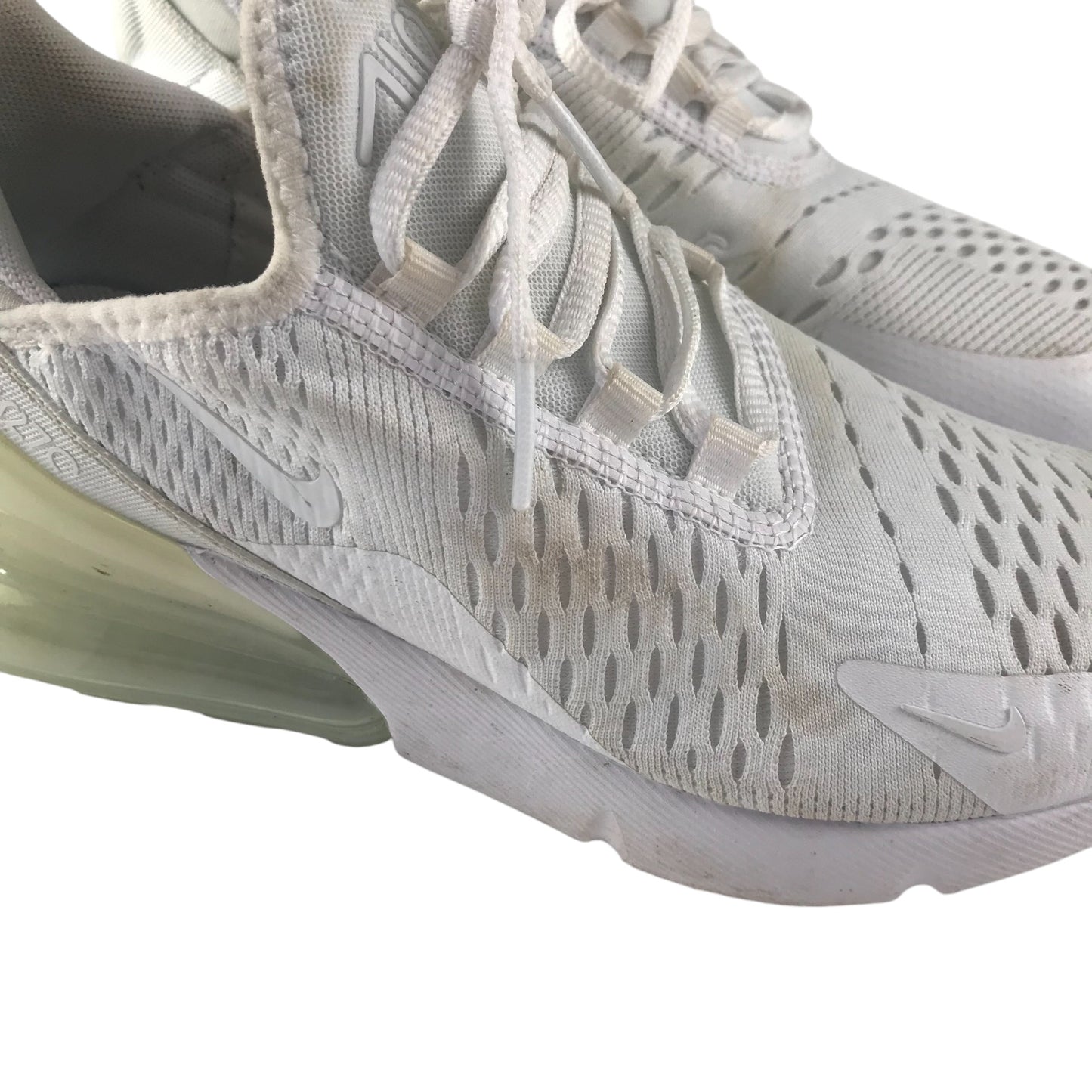 Nike Air 270 trainers shoe size UK 4 white with laces