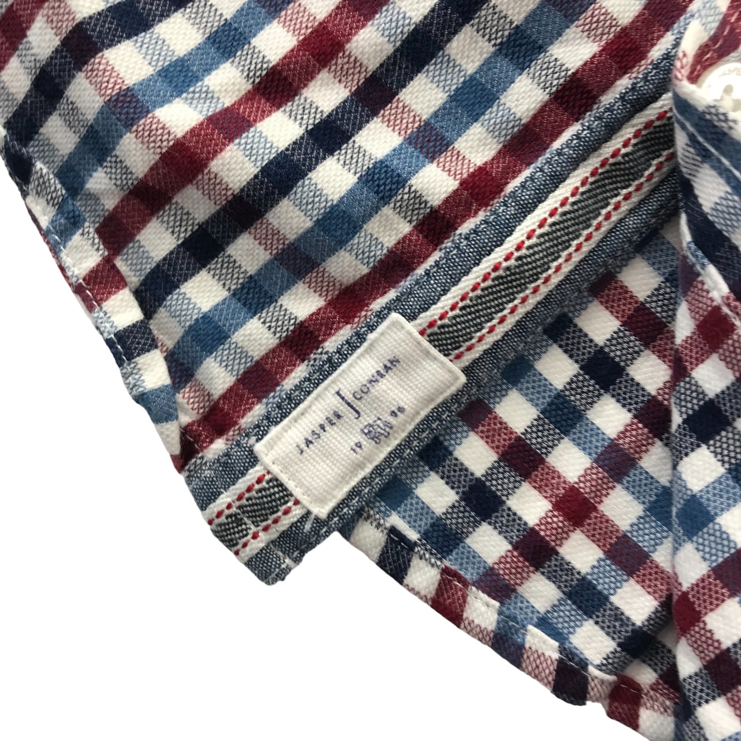 Jasper Conran shirt 7 years red and navy checked cotton