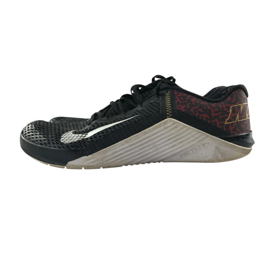 Nike Metcon 6 rs001rb trainers shoe size UK 10.5 black with red graphic design on heel