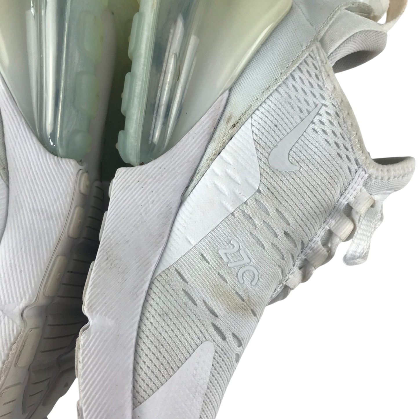Nike Air 270 trainers shoe size UK 4 white with laces