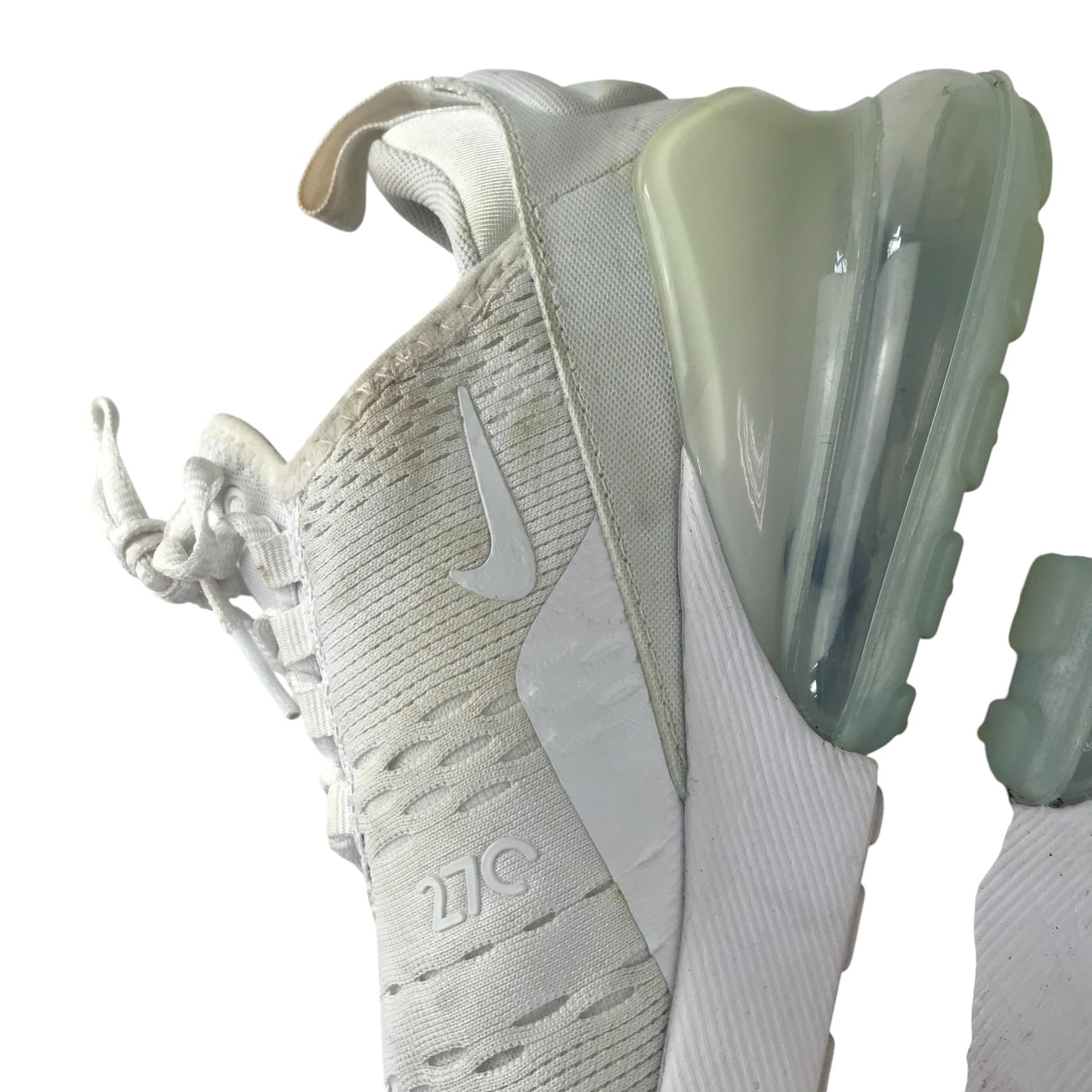 Nike Air 270 trainers shoe size UK 4 white with laces
