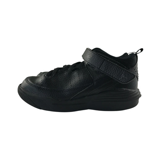 Jordan Flight trainers shoe size 1 black with logo on hoop and loop strap