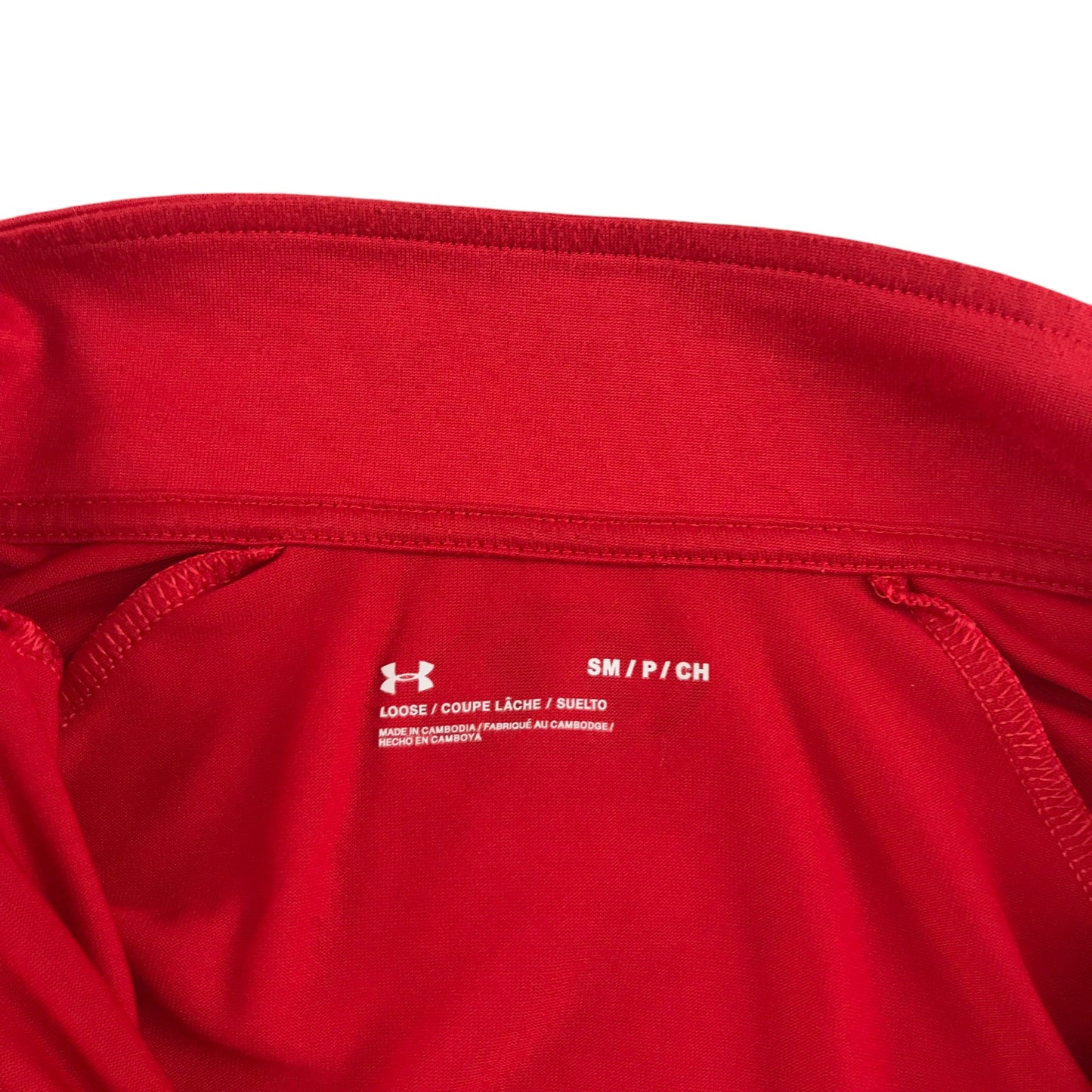 Under Armour sport top adult size S red long sleeve loose fit quarter zipper