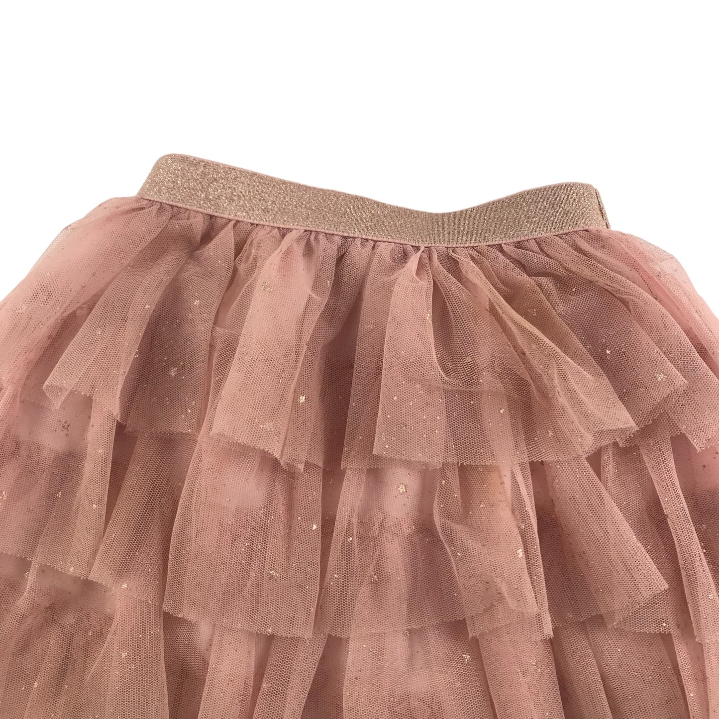 Primark Skirt Age 6 Pink Mesh Tulle Layered Sparkly Dots and Stars