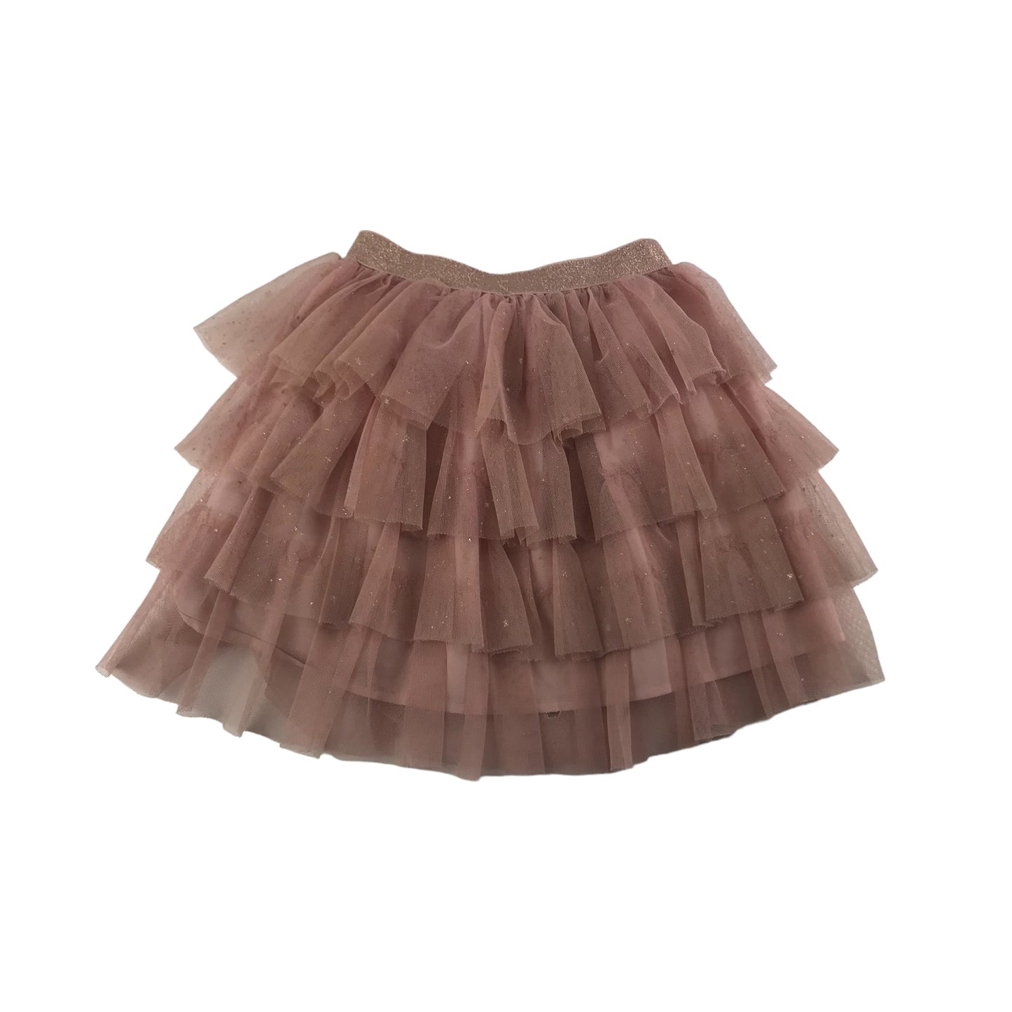 Primark Skirt Age 6 Pink Mesh Tulle Layered Sparkly Dots and Stars