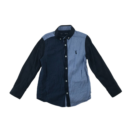 Next shirt 7 years half navy and blue button fastening cotton