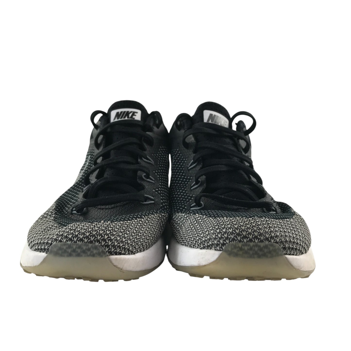 Nike Zoom trainers shoe size UK 4 black and white Flyknit upper