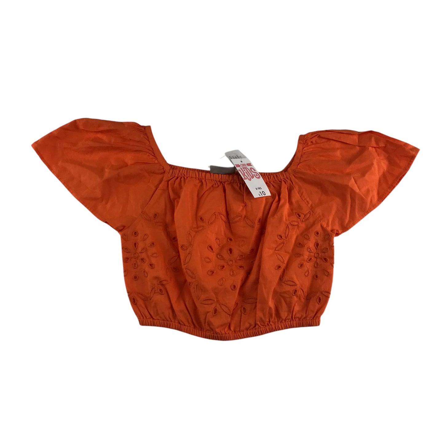 Matalan crop top 7-8 years orange embroidered cotton