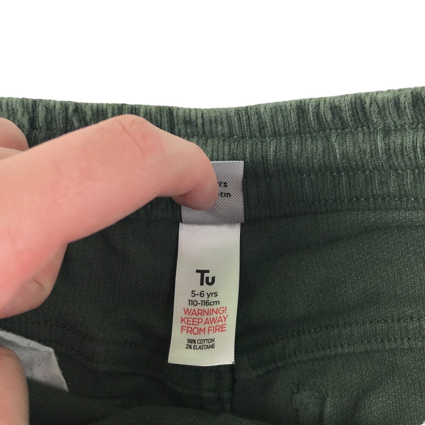 Tu trousers 5-6 years khaki corduroy elasticated waistband