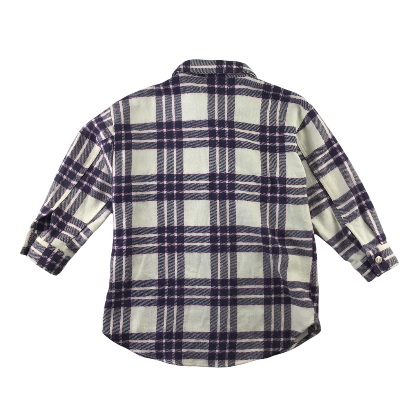 Zara shirt 6 years white and purple oversized checked button up cotton