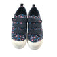 Clarks trainers shoe size 2F junior navy with floral print triple hoop and loop straps