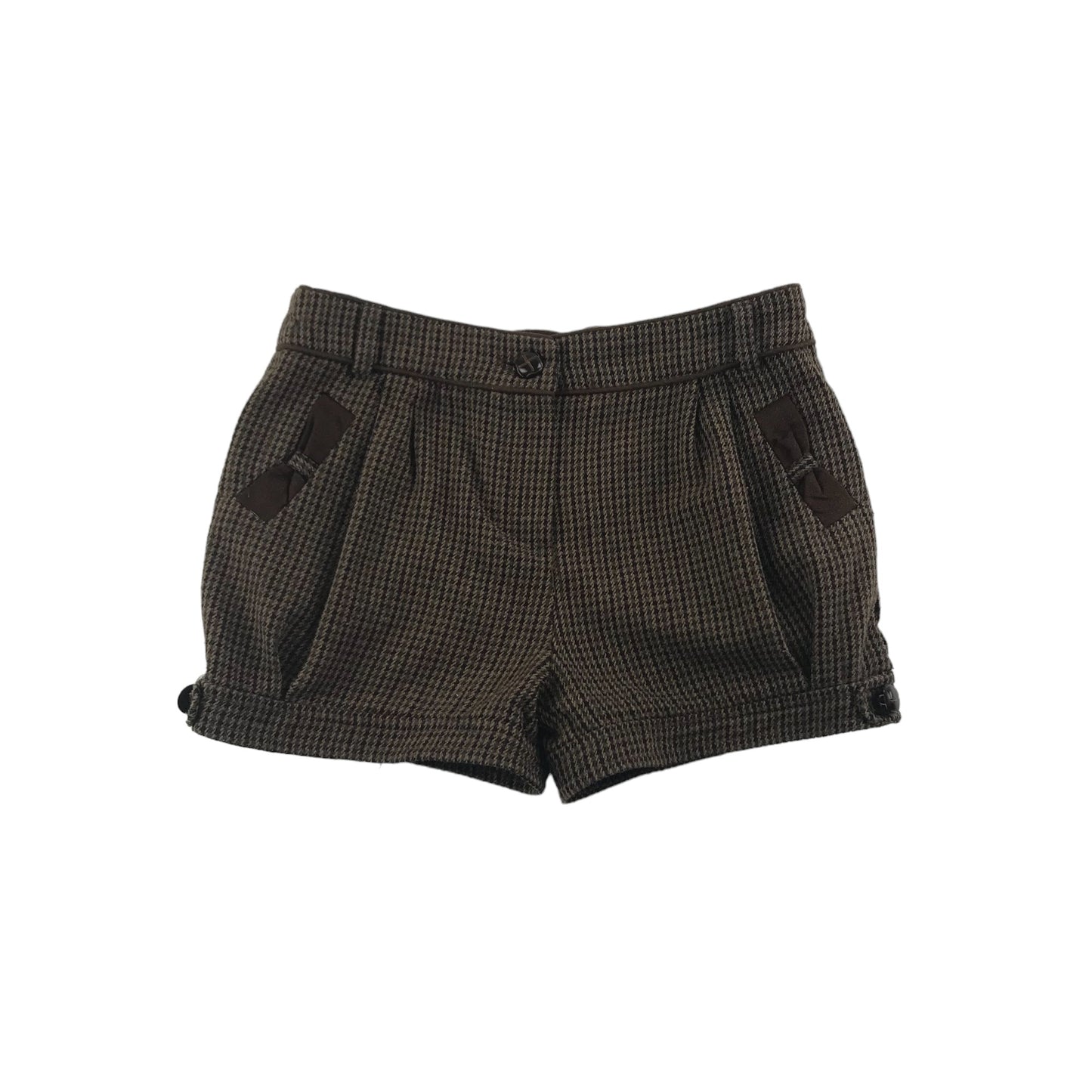 Tu Shorts Age 9 Brown Houndstooth Pattern Knitted Texture