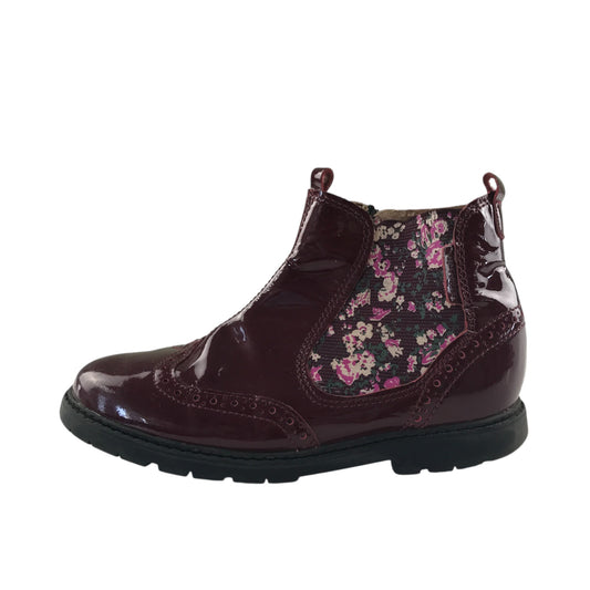 Start-rite Chelsea boots shoe size 11.5F junior burgundy shiny side zipper inside