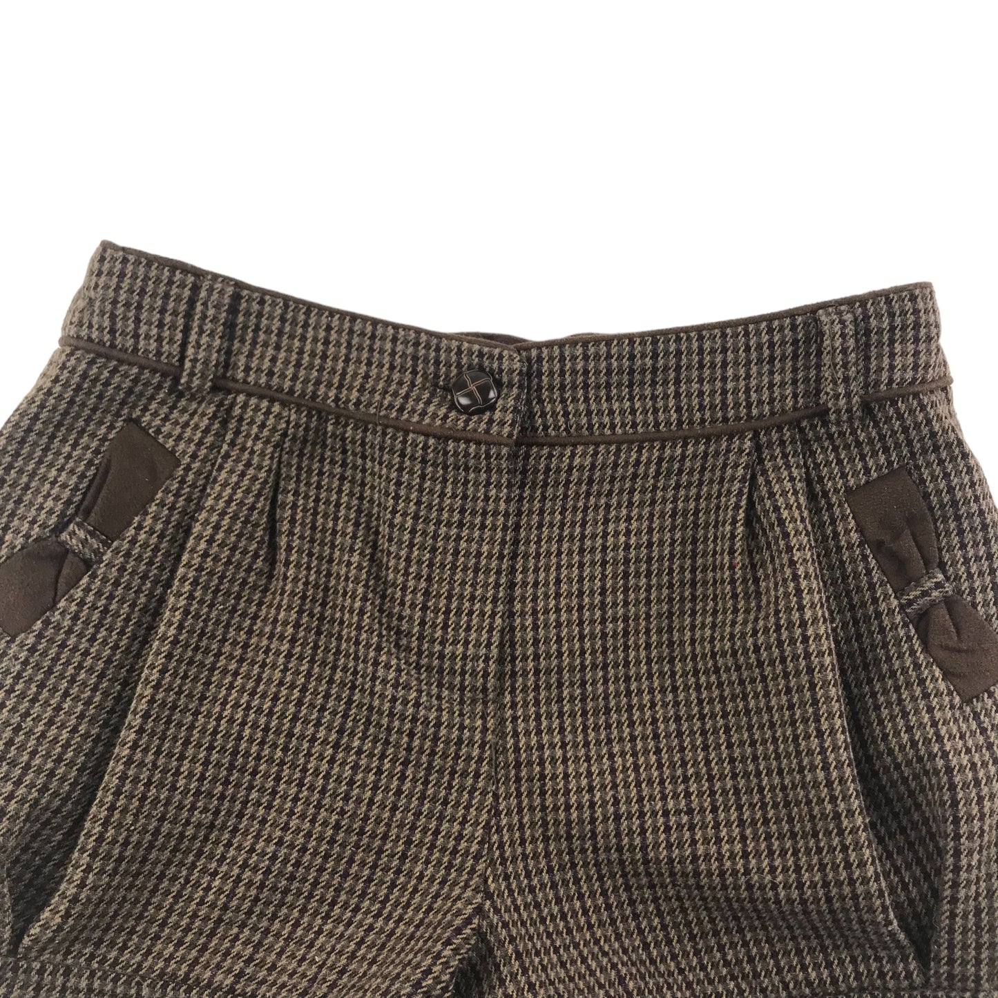 Tu Shorts Age 9 Brown Houndstooth Pattern Knitted Texture