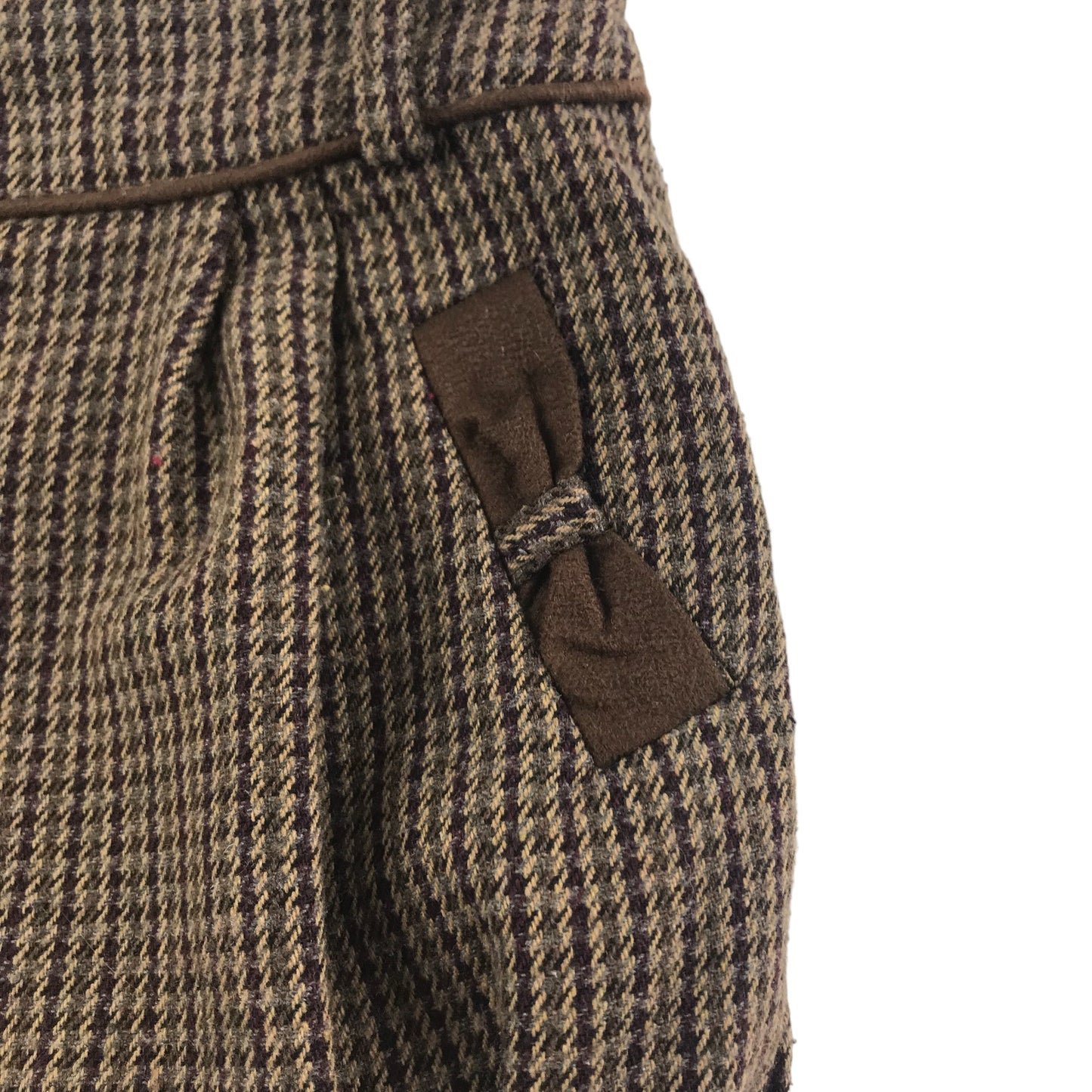 Tu Shorts Age 9 Brown Houndstooth Pattern Knitted Texture