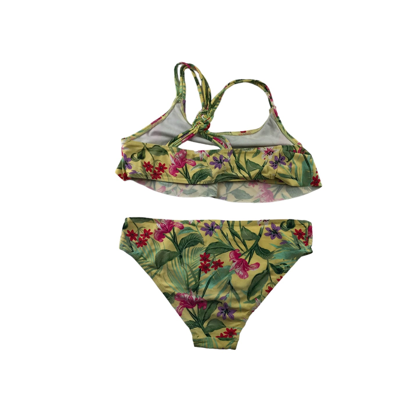 Primark Bikini Age 12 Yellow Floral Print Pattern 2-piece Set