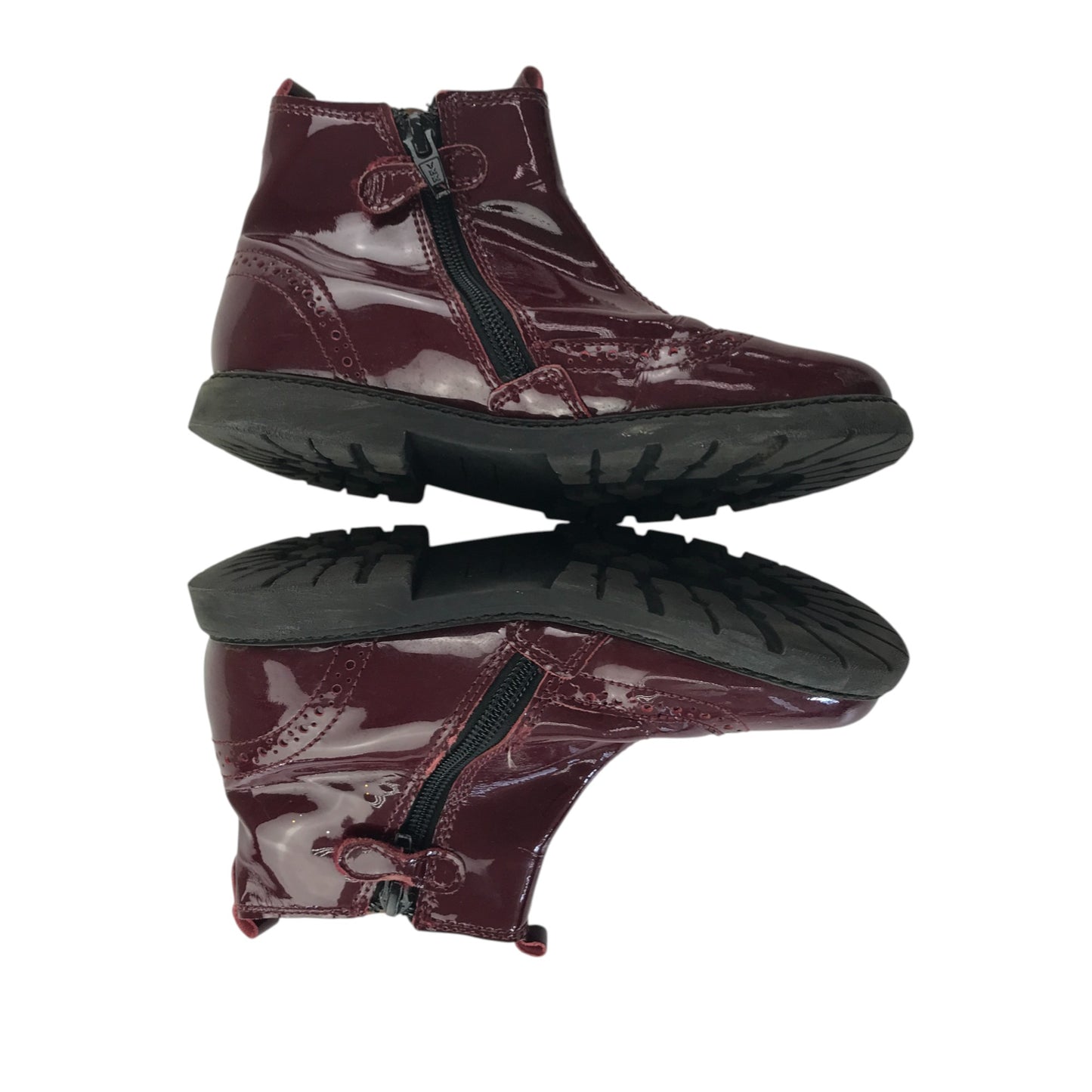 Start-rite Chelsea boots shoe size 11.5F junior burgundy shiny side zipper inside