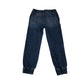 John Lewis trousers 7-8 years blue denim elasticated waist cuffed leg