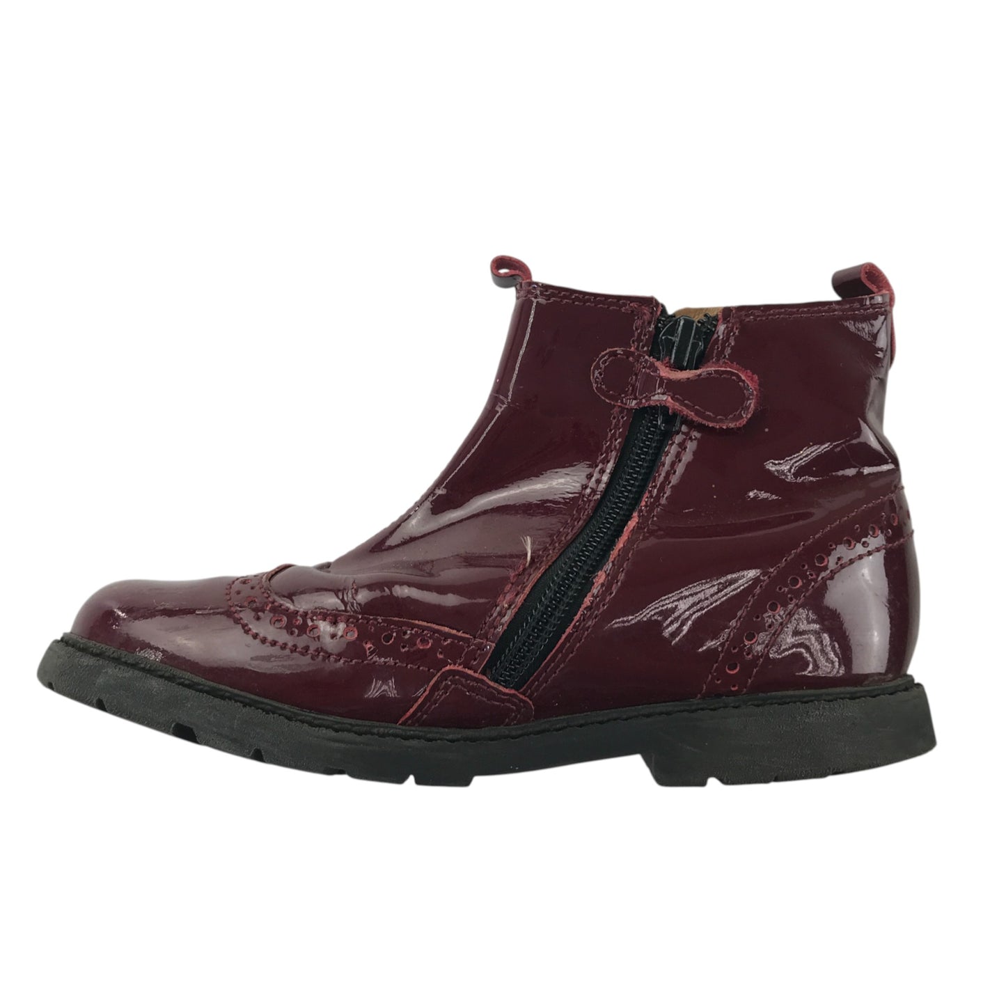 Start-rite Chelsea boots shoe size 11.5F junior burgundy shiny side zipper inside