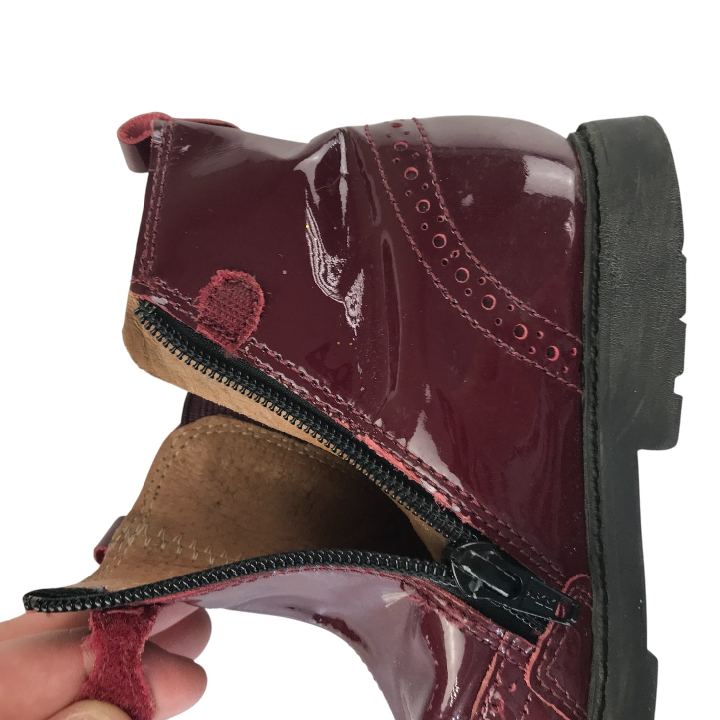Start-rite Chelsea boots shoe size 11.5F junior burgundy shiny side zipper inside