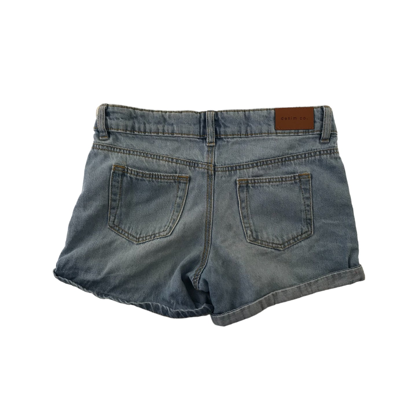 Denim Co shorts 8-9 years blue denim folded hem mid rise cotton