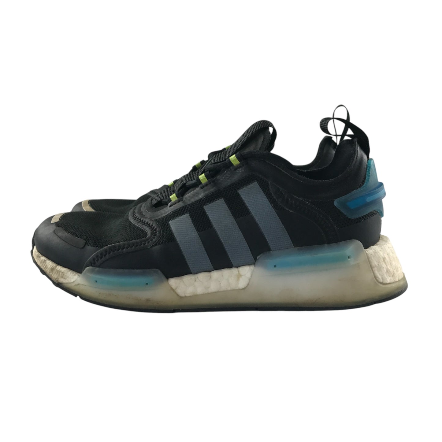 Adidas trainers shoe size UK 4 black with blue detailing La Marque NMD aux 3