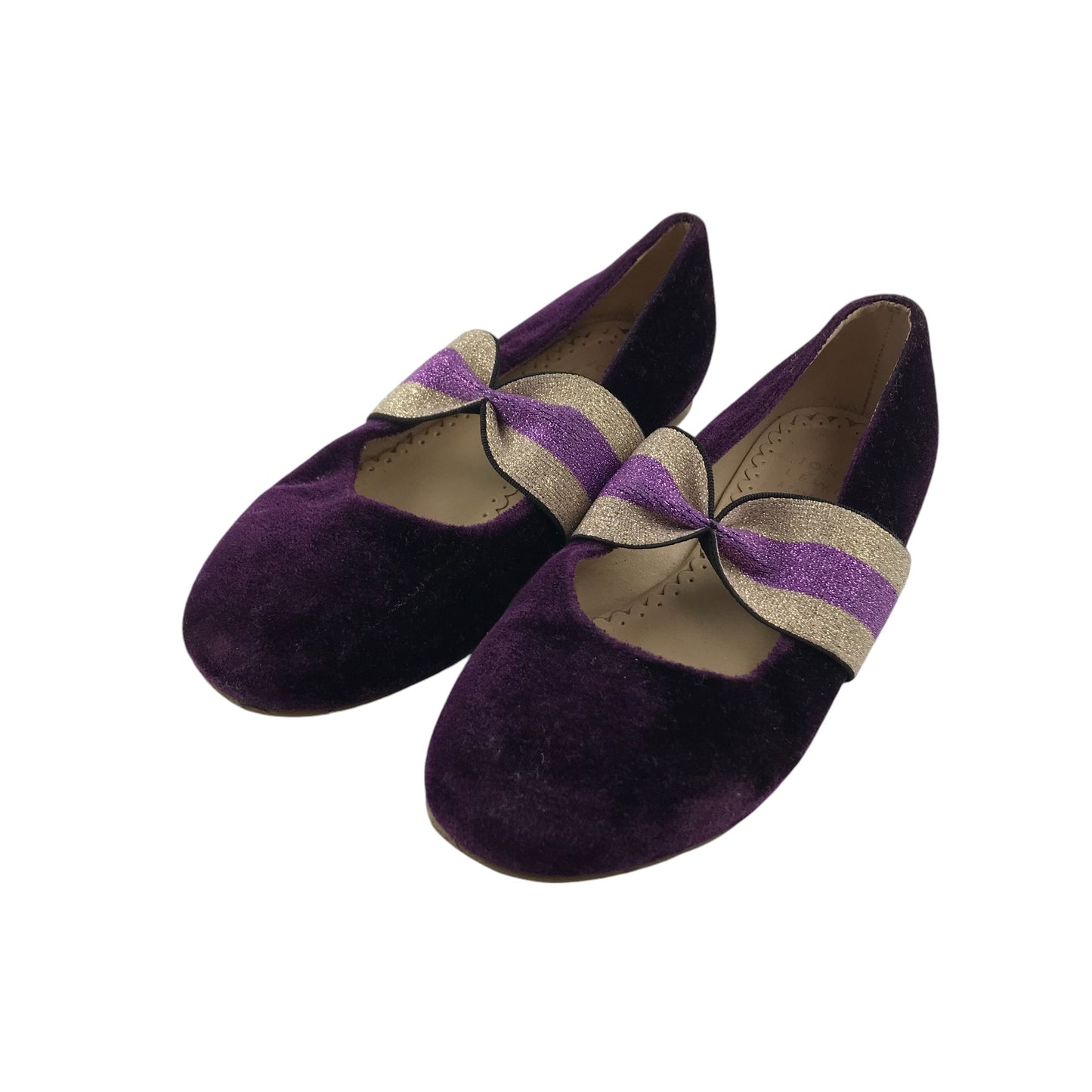 John Lewis ballerinas shoe size 12 junior purple velvet style flat shoes