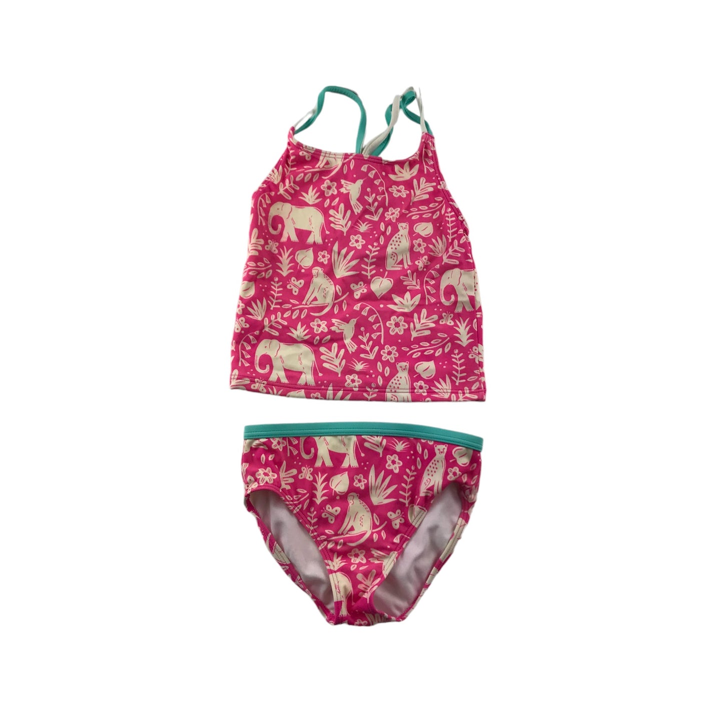 Mini Boden Swim Suit Age 6 Pink Floral Animals 2-piece Set